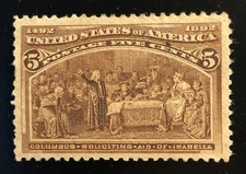 US Stamp #234, 5c, Columbian Exposition, MRG, VF/XF, NH.
