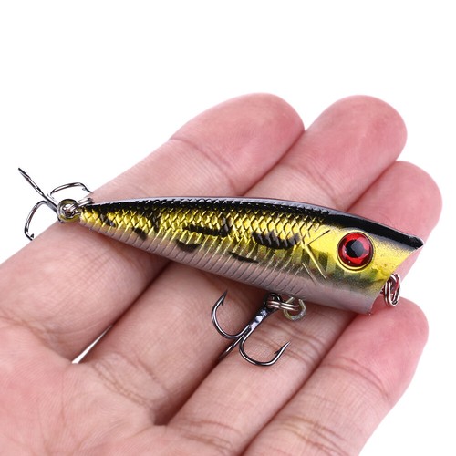 Lot de 62 pièces leurre de pêche mixte poisson criquet méné appât popper appât manivelle ensemble - Photo 4/12
