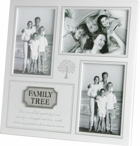 3 in 1 Family Tree White Wooden Photo Frame Multi Picture Collage Gift Present
