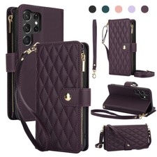 For Samsung Galaxy S25 Ultra S24 S23 Plus Leather Card Wallet Holder Back Case
