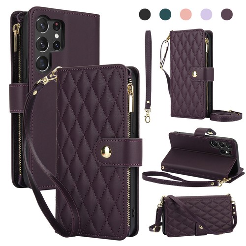 For Samsung Galaxy S25 S24 Ultra S23 S22 S21 Women Crossbody Zipper Wallet Case - Photo 17 sur 27