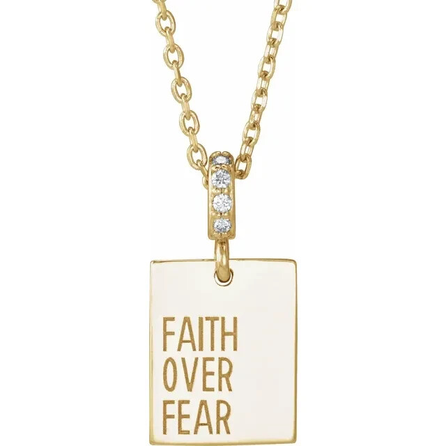 14K Yellow CTW Natural Diamond Faith Over Fear 16-18