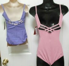 CAPEZIO V neck camisole leotard Amethyst or Dusty pink Girls cc102 strpybck