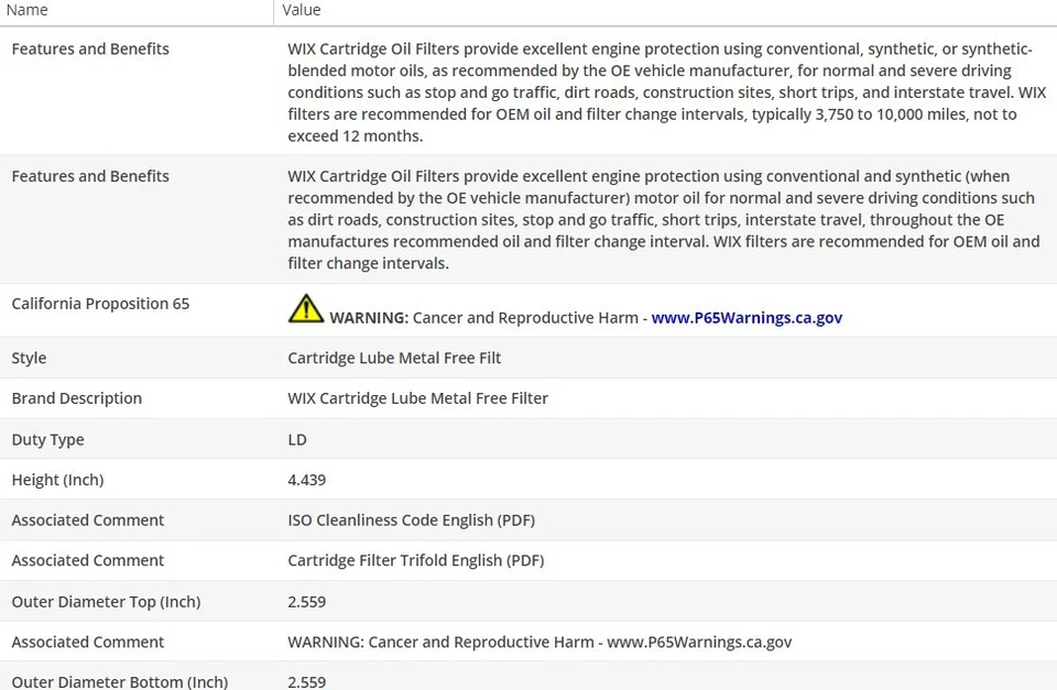 Оригинальный масляный фильтр типа WIX для Porsche Boxster 2007-2008 H6-3,4 л - Изображение 3 из 4