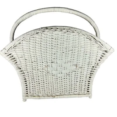 White Wicker Vintage Magazine Rack MCM 18” tall - Image 1 of 4