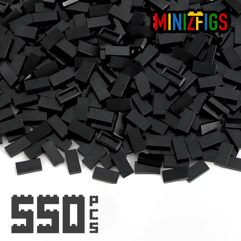 Minizfigs 1x2 Tiles 550 PCS Building Toy Brick 3069 Parts & Pieces Bulk Set - Image 2 of 4