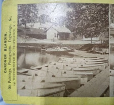 1880s Gardner Blandin Stereoview Roger Williams Park Providence, RI Rowboats Vtg
