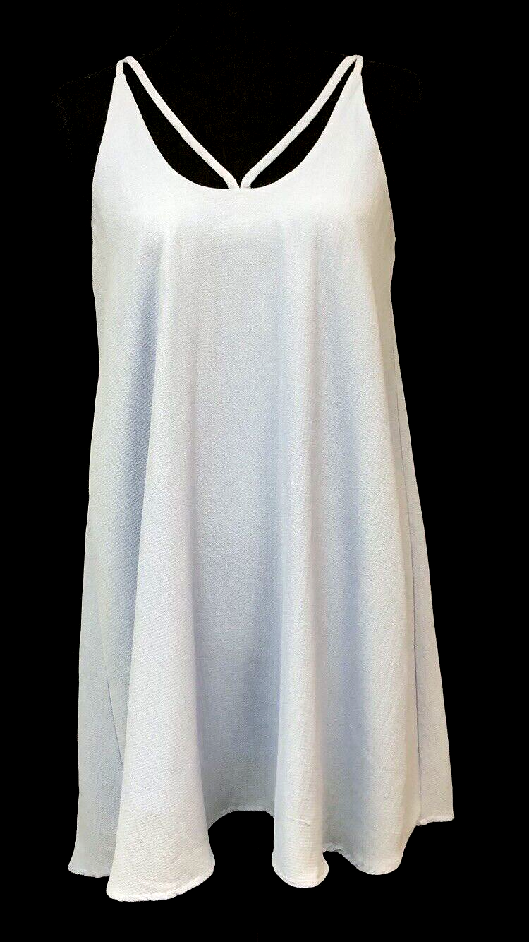 Blue Rain XS Periwinkle Lined Shift Sleeveless Open Back Flowy Dress