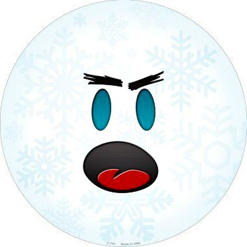 Shocked Face Snowflake 12" Round Metal Sign Winter Snow ...