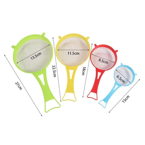 4Pcs/Set Fine Mesh Flour Sieve with Handle Colander Scoop Strainer Icing Sugar - Picture 4 of 12