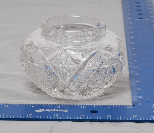 Vintage Clear Cut Crystal Rose Bowl Vase Star Flower Design - Picture 5 of 6
