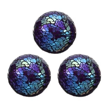 3Pcs Decorative Glass Balls 2.36 Inch Orbs Centerpiece Balls, Purple