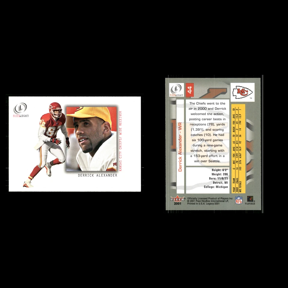 Derrick Alexander #44 2001 Fleer Legacy Kansas City Chiefs Football Card NFL - Image 3 of 3