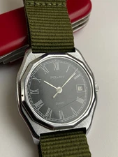 RARE Vintage MEN WRIST Watch QUARTZ POLJOT ПОЛЕТ  USSR DATE SU CAL 2450