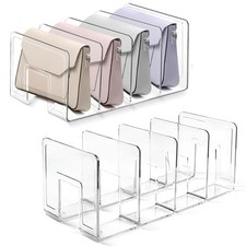 Acrylic Clear Purse Storage Organizers 2 PCS with 4 Sections Dividers Bright
