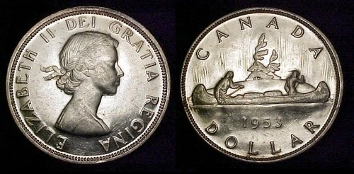 CANADA 1953 SF Silver Dollar AU