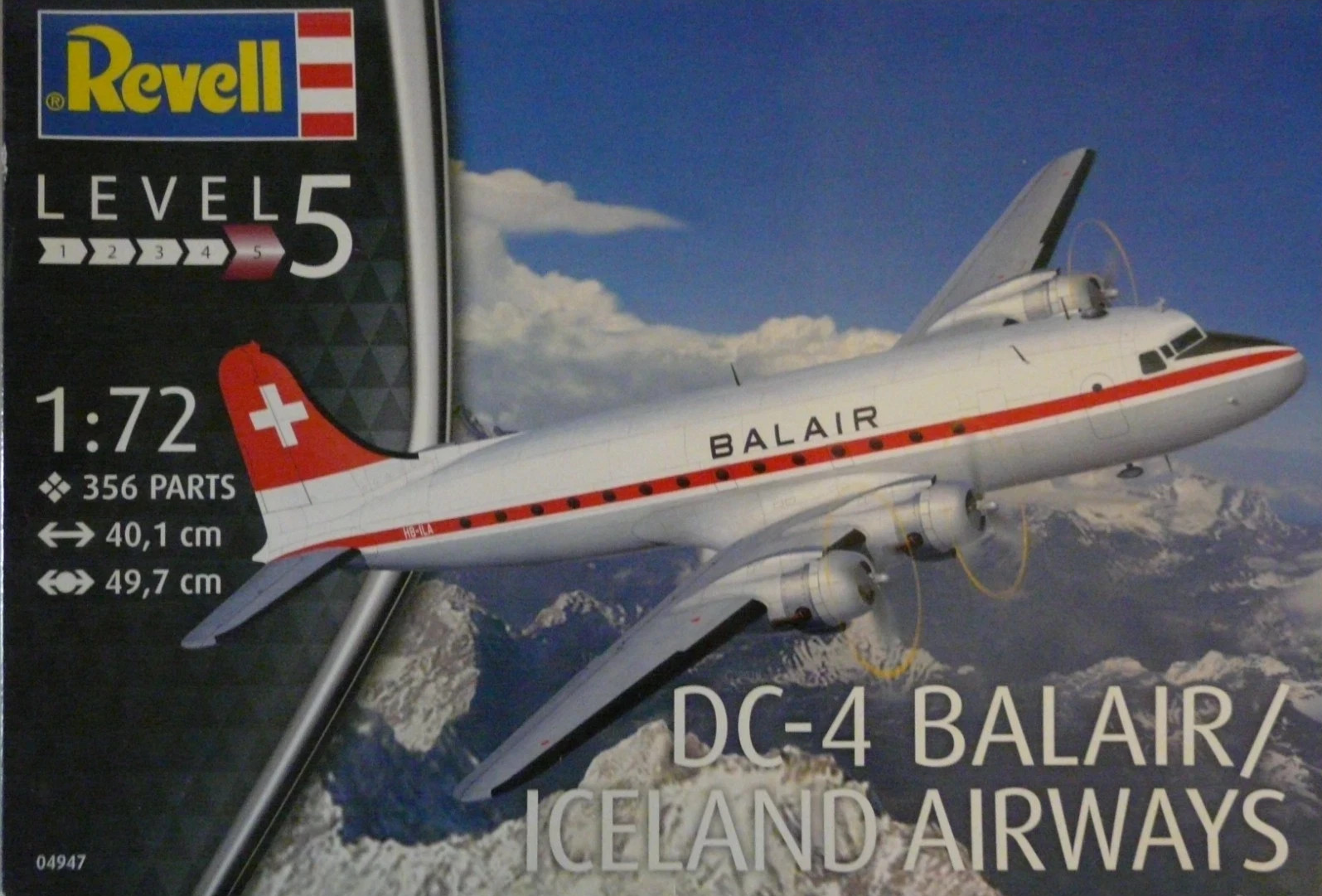 REVELL 1:72 KIT AEREO  DC-4 BALAIR / ICELAND AIRWAYS LUNGHEZZA 40 cm   ART 04947