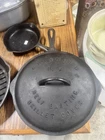 Griswold No. 8 Cast Iron Skillet Flat-Bottomed with Self-Basting Lid, Vintage