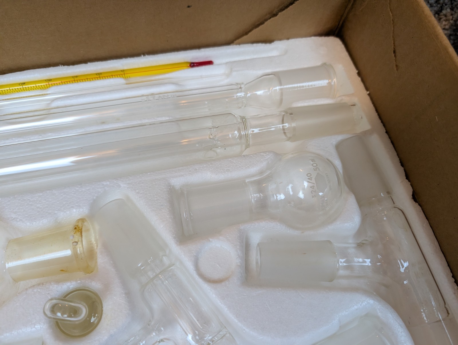 Vintage Kimble Kimax 33820 Organic Chemistry Kit Glassware Labset 5 Set flask 