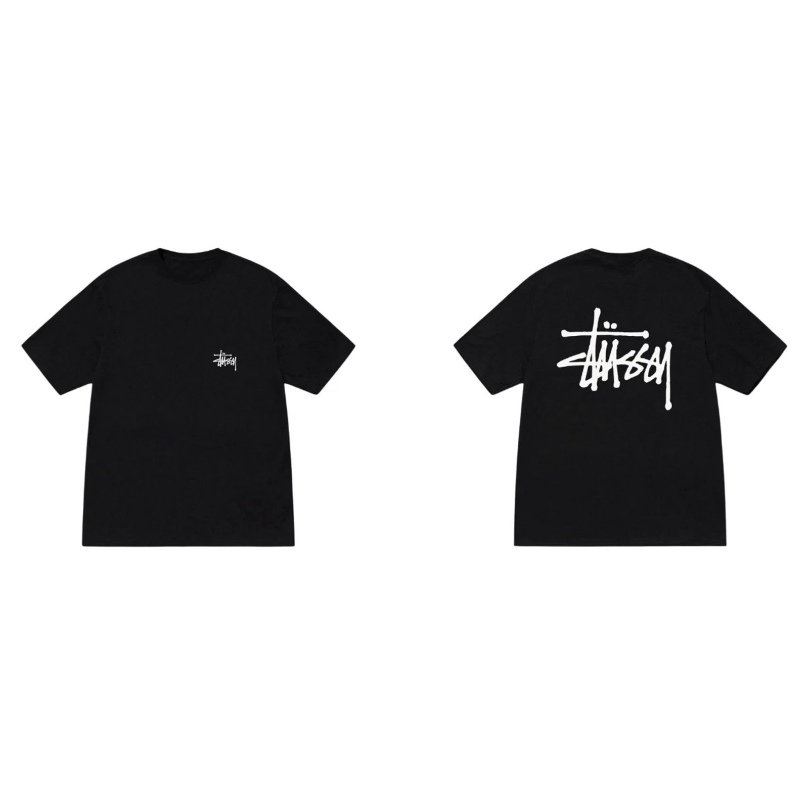 Stussy Basic Logo Black Tee Unisex Classic Streetwear Graphic Top Reprint S-5XL
