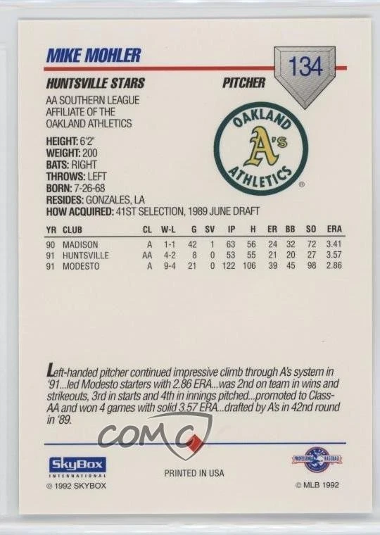 1992 SkyBox Pre-Rookie AAA Packs Gino Minutelli #134 - Image 2 of 2