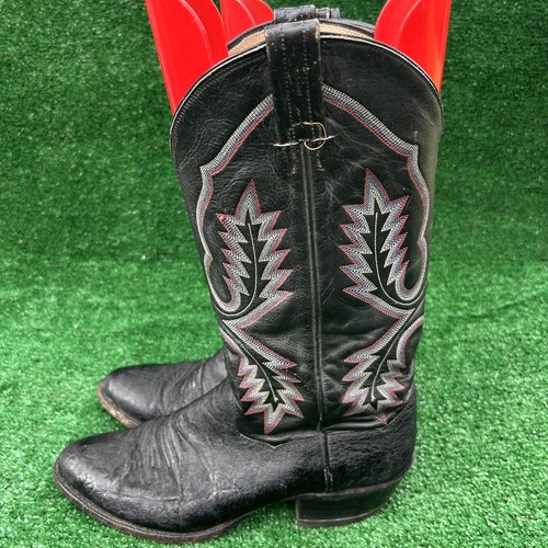Stivali da cowboy western Panhandle slim in pelle nera da uomo 9D 54042