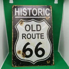 Historic Old Route 66 w/ "Bullet Holes"-Metal Sign