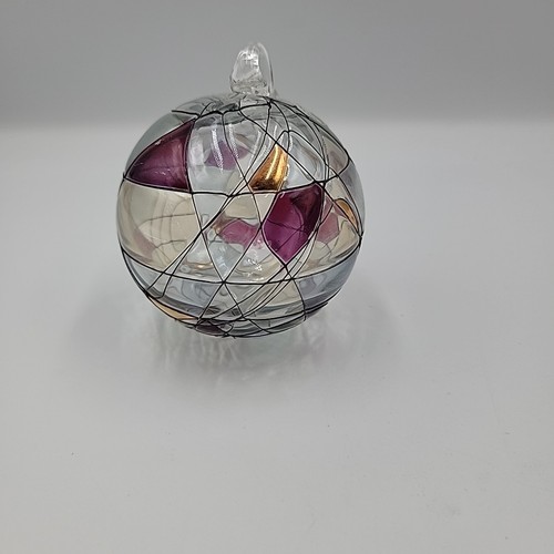 Partylite Romania Ball Christmas Tree Ornament, Handblown Art Glass, Iridescent - Picture 2 of 6