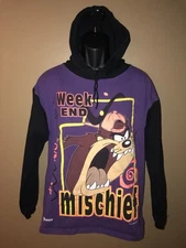 VTG 1993 Looney Tunes Taz Hoodie Shirt Jostens Weekend Mischief Kickin’ It M