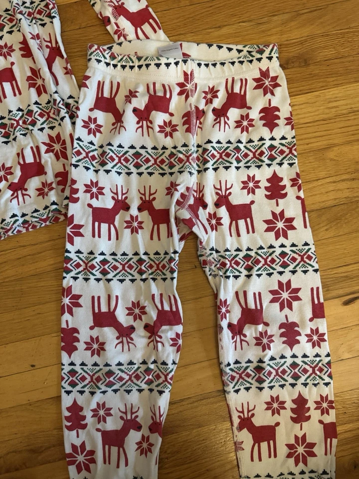 Hanna Andersson Dear Deer Long John Pajama Set Organic Cotton Kids 8 Christmas - Image 4 of 4