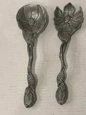 Arthur Court Serving Spoon And Fork Magnolia Flower Floral Design Set  2001