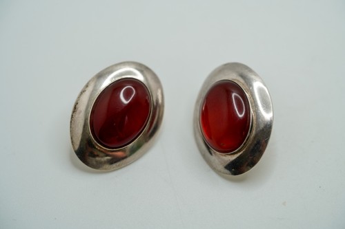 Vintage Sterling Silver Carnelian Stud Dangle Earrings 2.8cm JB50
