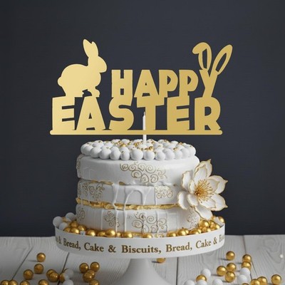 Frohe Ostern Spiegel Acryl Hase Tortenaufleger - Ostern Party Deko - Hasenohren