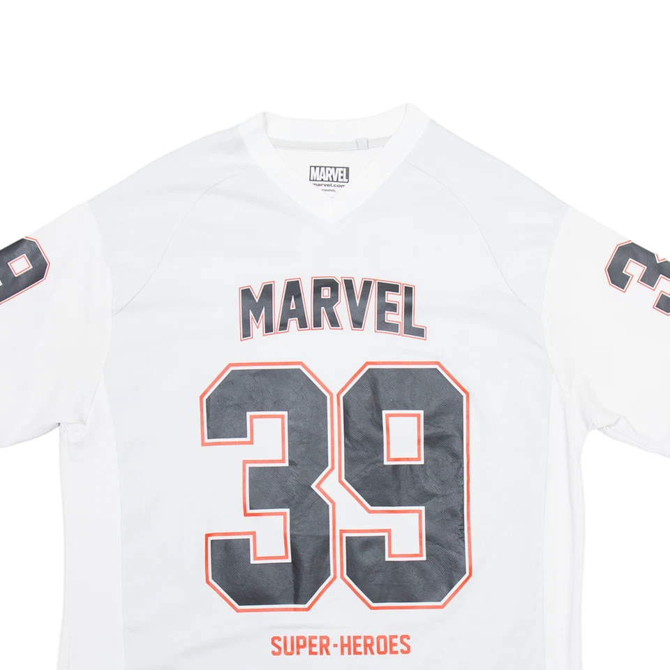 JERSEY DE HOMBRES MARVEL 39 DE SUPERHÉROES BLANCO CON CUELLO EN V M - Imagen 2 de 4