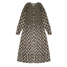 Damson Madder Posey Cardi Midi Dress Sheer Butter Gingham