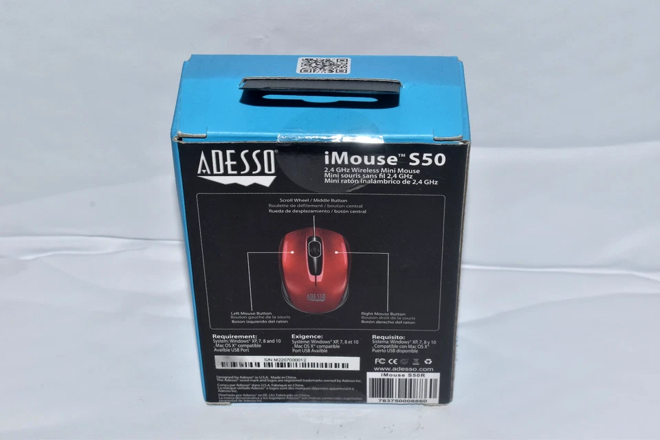 ADESSO S50R iMouse Wireless Mini Mouse, Red. Brand New, Sealed! - Image 4 of 4