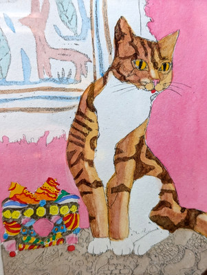 Tabby Ginger Katze montiert gerahmt limitierte Auflage Radierung Gemälde DAPHNE SANDHAM