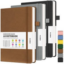 Graph Paper Notebook 3 Pack, A5 Grid Notebook Journal, Graph Notebook with 12...