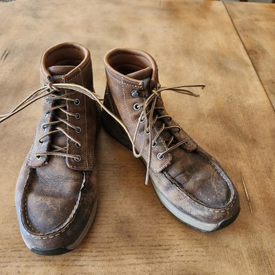 Carhartt Moc Toe Chukka Wedge Brown Leather Work Boots Men's 9M Rugged Classic