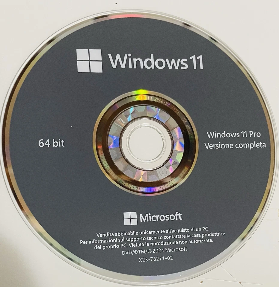 MICROSOFT Windows 11 PROF. Dvd Box Italiano + Sticker COA V.24H2 LICENZA A VITA - Immagine 2 di 3