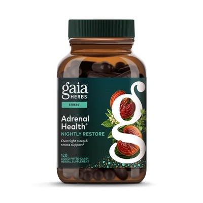 Herbal Supplement Adrenal Health Nightly Restore 120 Vegan Caps Gaia Herbs Bark
