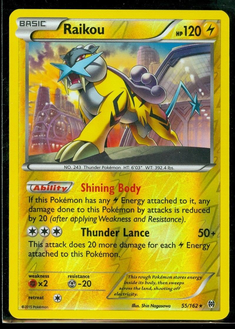 Pokemon RAIKOU 55/162 - XY BREAKthrough - RARE Rev Holo - MINT