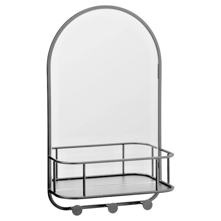 bathroom Mirror with Metal Shelf & 3 Hooks Wall Mounted Mirror - Image 2 of 4
