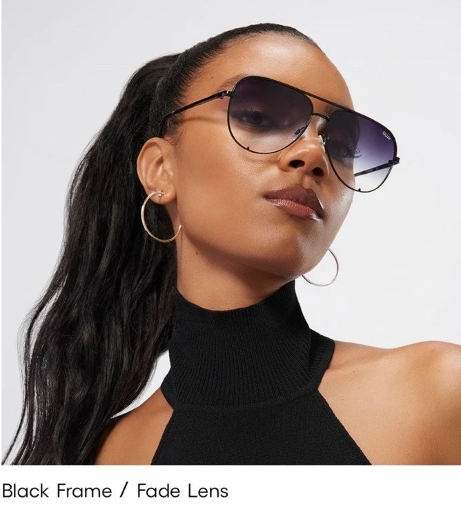 Очки солнцезащитные унисекс Quay High Key 126 черная оправа фиолетовое выцветание авиаторские с тканью - Изображение 2 из 4