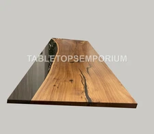 Epoxy Resin Black Epoxy Walnut River Dining Center Table Top Acacia Wooden Decor