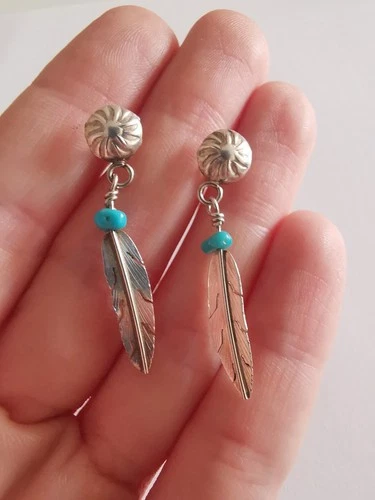Sterling Silver Cute Feather Dangle Earrings R16JY