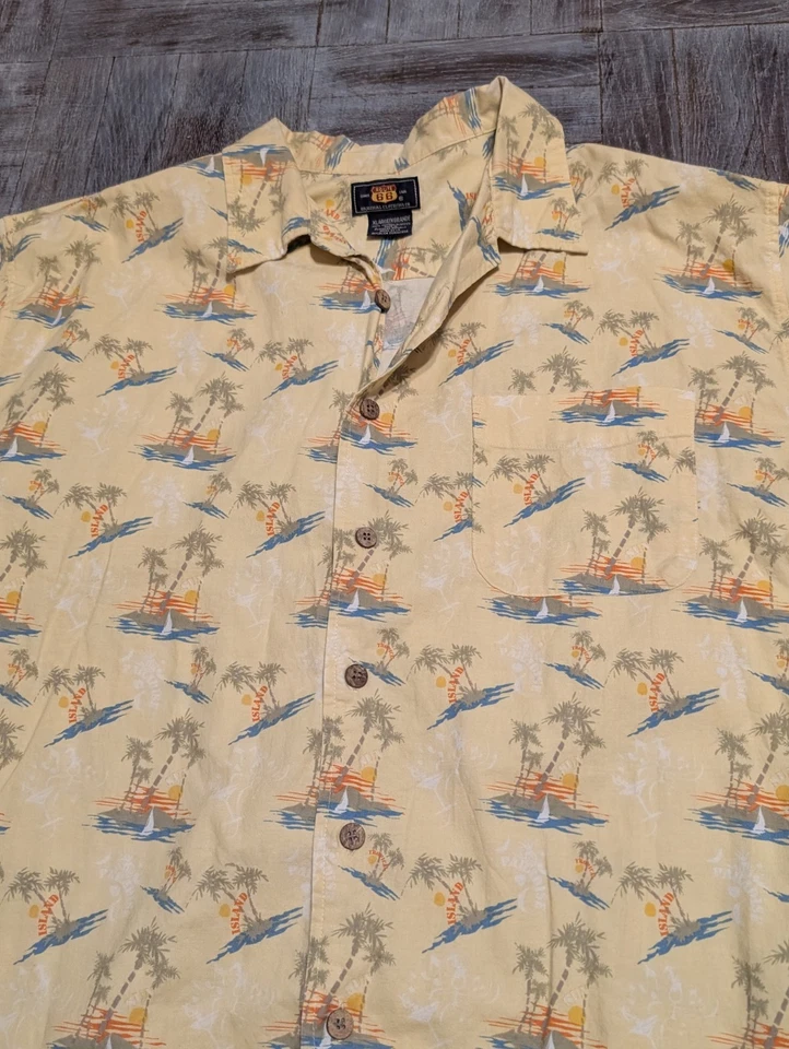 Camisa havaiana Route 66 amarela design tropical e insular 100% algodão tamanho XXL  - Imagem 3 de 4