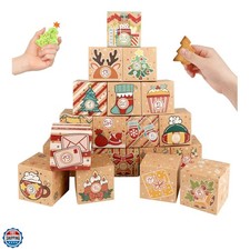 24 Pcs DIY Christmas Advent Calendar Boxes for 2025, 24 Days Countdown Calend...
