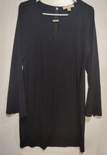 Michael Kors Women Black Bell Sleeve Knee Length Keyhole Neck Dress Size XL