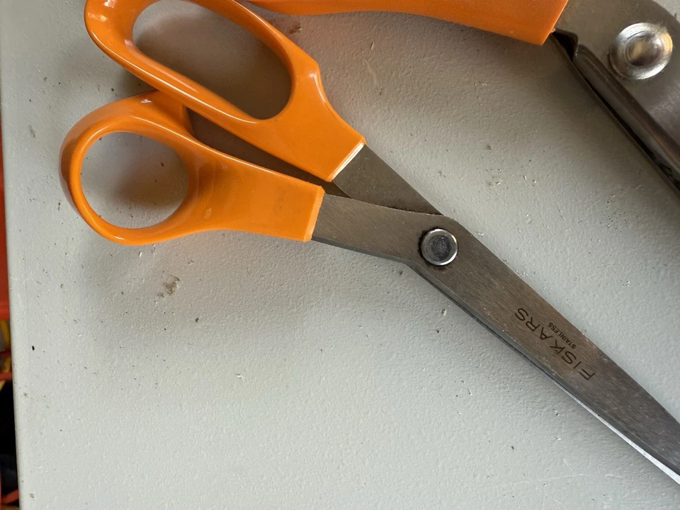 Lot Of 2 Fiskars USA  10" Shears Scissors Zig Zag Stainless Steel Orange Handle - Image 2 of 4